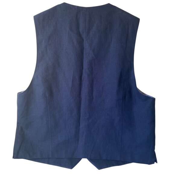 Jos. A. Bank 1905 Men 1X Navy Linen Vest Waistcoat Button Front Wedding Formal - Picture 2 of 7